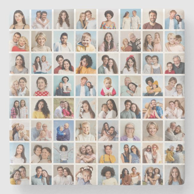 Erstellen Sie Ihre eigene 64 FotoCollage Steinuntersetzer (Vorderseite)