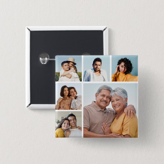Erstellen Sie Ihre eigene 6-Bild-Collage bearbeitb Button (Vorne & Hinten)