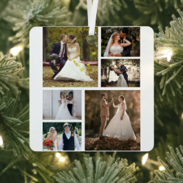 Erstellen Sie Ihre eigene 6-Foto-Hochzeitskollekti Ornament Aus Metall