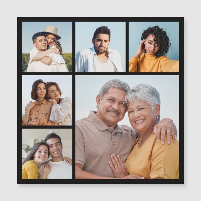 Erstellen Sie Ihre eigene 6 Fotocollage Magnetkart Magnetkarte (Vorderseite)