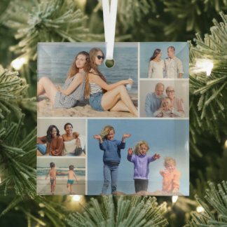 Erstellen Sie Ihre eigene 6 FotoCollage Ornament Aus Glas