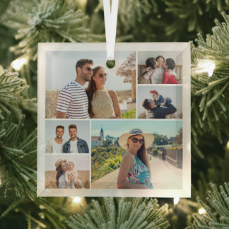 Erstellen Sie Ihre eigene 6 FotoCollage Ornament Aus Glas