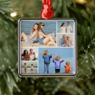 Erstellen Sie Ihre eigene 6 FotoCollage Ornament Aus Metall