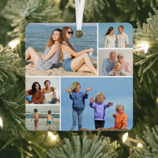 Erstellen Sie Ihre eigene 6 FotoCollage Ornament Aus Metall