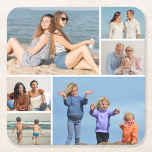Erstellen Sie Ihre eigene 6 FotoCollage Rechteckiger Pappuntersetzer
