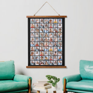 Erstellen Sie Ihre eigene 70 FotoCollage Wandteppich Mit Holzrahmen