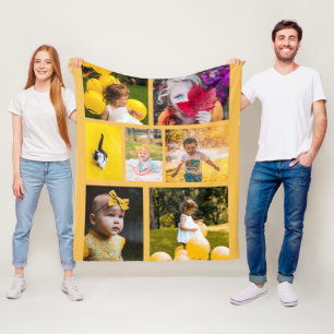 Erstellen Sie Ihre eigene 7-Foto-Collage Gelb Fleecedecke