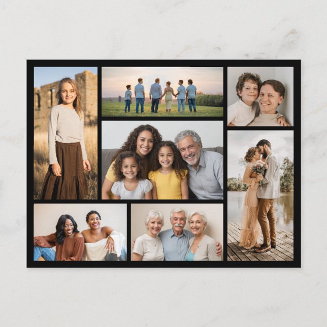 Erstellen Sie Ihre eigene 7 FotoCollage Postkarte (Vorderseite)