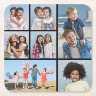 Erstellen Sie Ihre eigene 7 FotoCollage Rechteckiger Pappuntersetzer