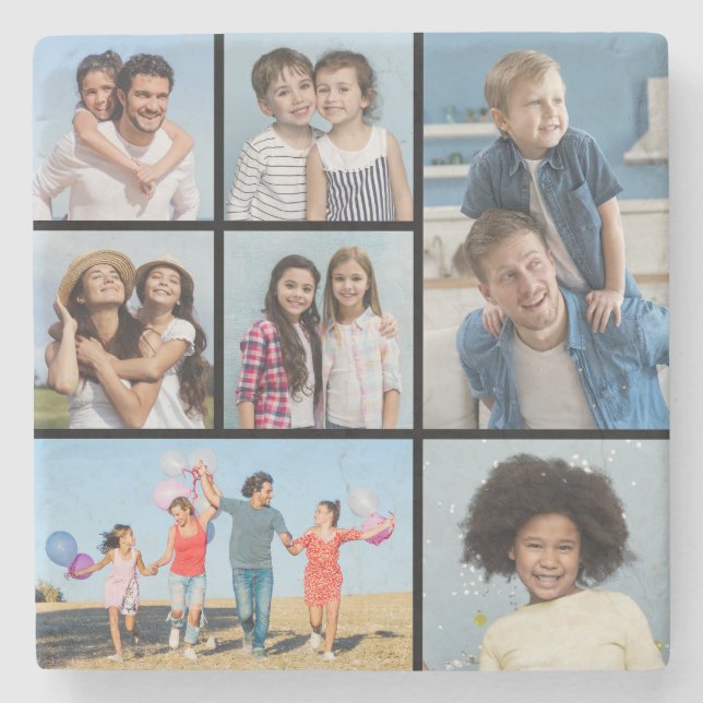 Erstellen Sie Ihre eigene 7 FotoCollage Steinuntersetzer (Vorderseite)