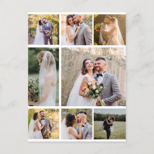 Erstellen Sie Ihre eigene 8-Foto-Hochzeitscollage Postkarte