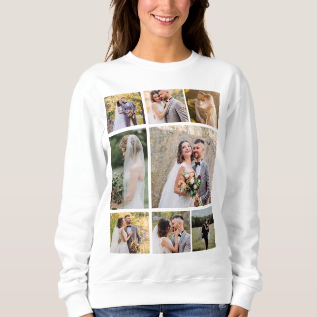 Erstellen Sie Ihre eigene 8-Foto-Hochzeitskollekti Sweatshirt (Vorderseite)