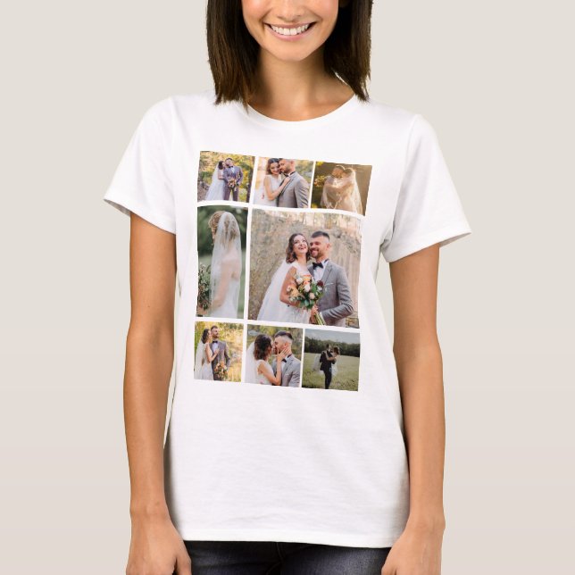 Erstellen Sie Ihre eigene 8-Foto-Hochzeitskollekti T-Shirt (Vorderseite)