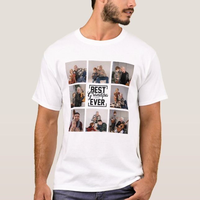 Erstellen Sie Ihre eigene 8 FotoCollage Beste Opa  T-Shirt (Vorderseite)