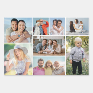 Erstellen Sie Ihre eigene 8 FotoCollage Geschenkpapier Set