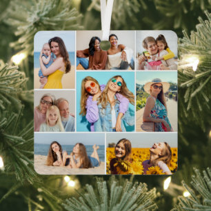 Erstellen Sie Ihre eigene 8 FotoCollage Ornament Aus Metall