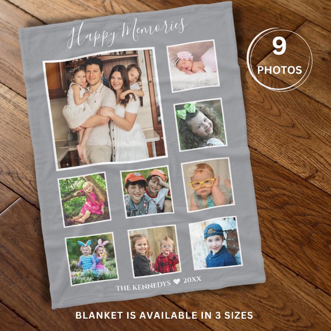 Erstellen Sie Ihre eigene 9-Familie Foto Collage g Fleecedecke (Create Your Own 9 Family Photo Collage Gray Fleece Blanket
)