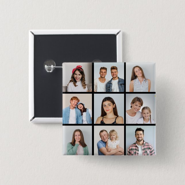 Erstellen Sie Ihre eigene 9-Foto-Collage Button (Vorne & Hinten)