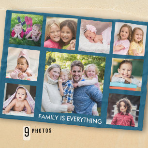 Erstellen Sie Ihre eigene 9-Foto-Collage Familienz Fleecedecke