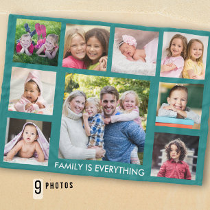 Erstellen Sie Ihre eigene 9-Foto-Collage Familienz Fleecedecke