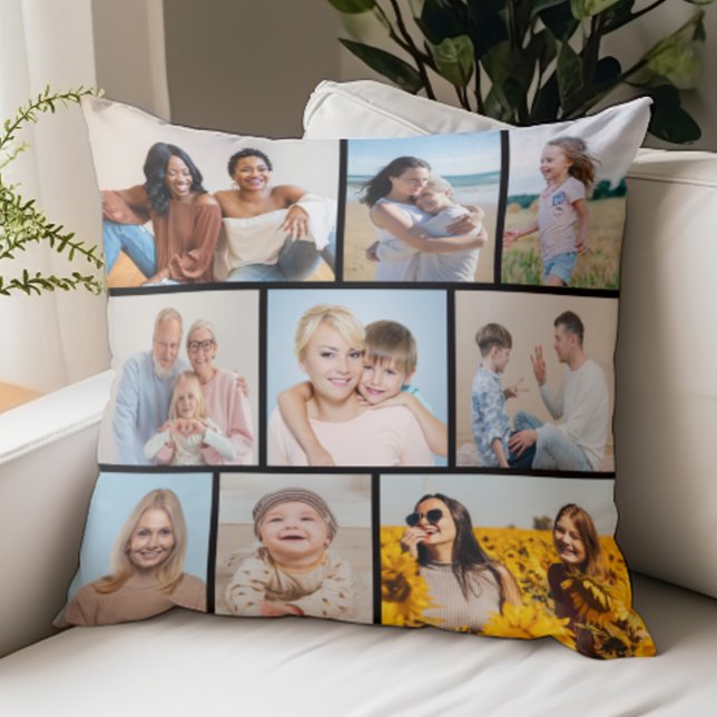 Erstellen Sie Ihre eigene 9 FotoCollage Kissen (Create Your Own 9 Photo Collage Throw Pillow)
