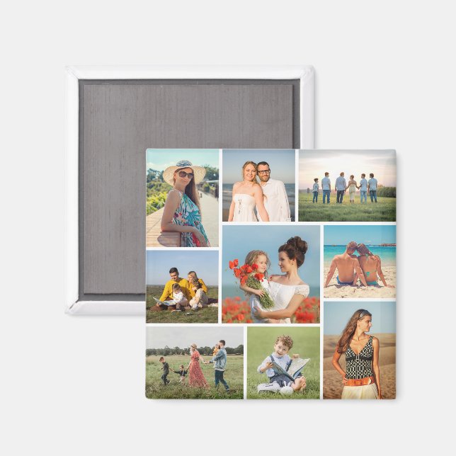 Erstellen Sie Ihre eigene 9 FotoCollage Magnet (Vorderseite/Rückseite)