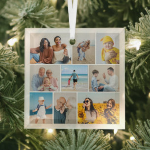 Erstellen Sie Ihre eigene 9 FotoCollage Ornament Aus Glas