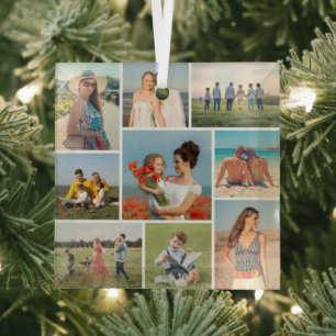 Erstellen Sie Ihre eigene 9 FotoCollage Ornament Aus Glas