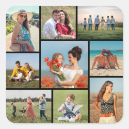 Erstellen Sie Ihre eigene 9 FotoCollage Quadratischer Aufkleber