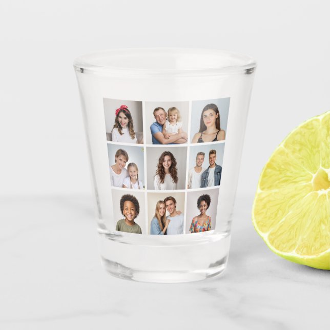 Erstellen Sie Ihre eigene 9 FotoCollage Schnapsglas (Vorderseite)