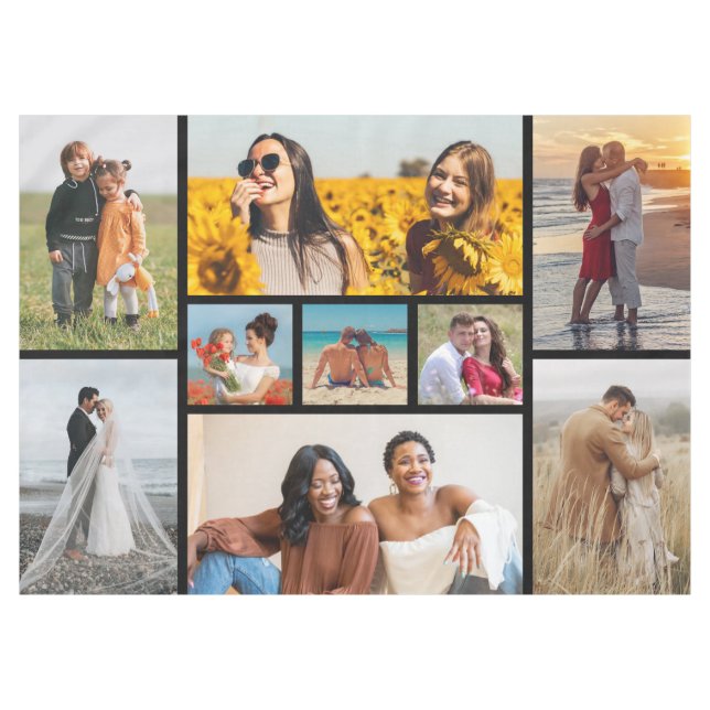 Erstellen Sie Ihre eigene 9 FotoCollage Tischdecke (Vorderseite (Horizontal))