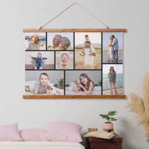 Erstellen Sie Ihre eigene 9 FotoCollage Wandteppich Mit Holzrahmen