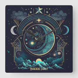 Erstellen Sie Ihre eigene Abstrakte Himmelslandsch Quadratische Wanduhr