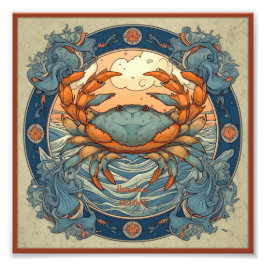 Erstellen Sie Ihre eigene Art Nouveau Cancer Zodia Fotodruck
