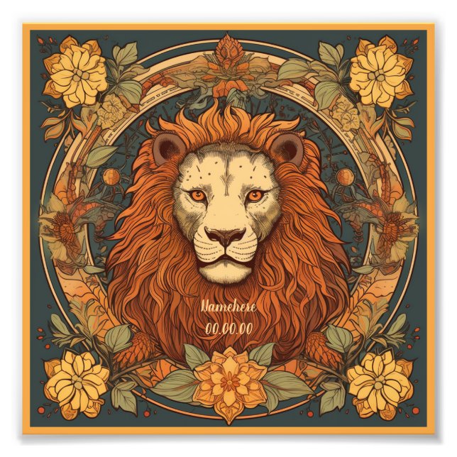 Erstellen Sie Ihre eigene Art Nouveau Leo Zodiac Fotodruck (Vorne)