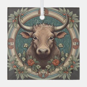 Erstellen Sie Ihre eigene Art Nouveau Taurus Zodia Ornament Aus Glas