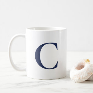 Erstellen Sie Ihre eigene Big Navy Blue Monogram Kaffeetasse