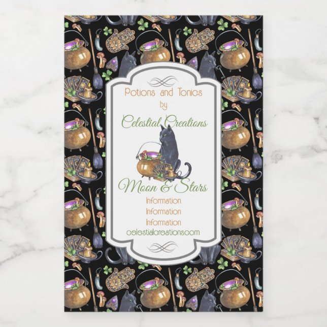 Erstellen Sie Ihre eigene Black Cat Tarot Magie Weinetikett (Einzelnes Label)