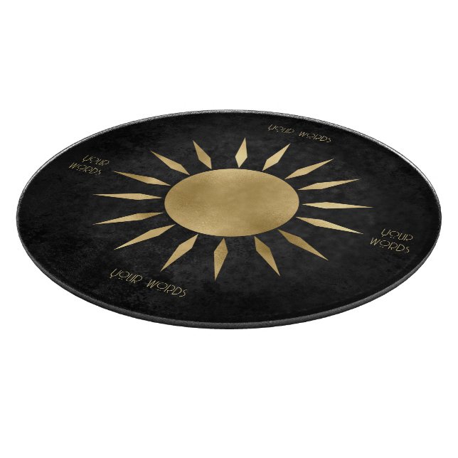 Erstellen Sie Ihre eigene Black & Gold Sun Mandala Schneidebrett (Ecke)