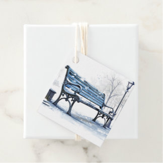 Erstellen Sie Ihre eigene blaue Bank im Winter Geschenkanhänger