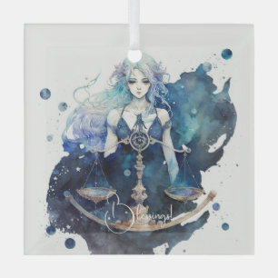 Erstellen Sie Ihre eigene Blue & Aquamarin Libra Z Ornament Aus Glas