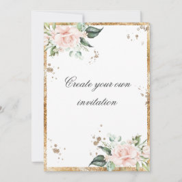 Erstellen Sie Ihre eigene Blumenrosa-Gold-Script-H Einladung
