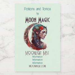 Erstellen Sie Ihre eigene Boho Crescent Moon Godde Weinetikett