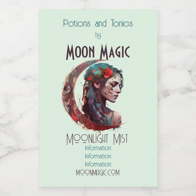 Erstellen Sie Ihre eigene Boho Crescent Moon Godde Weinetikett (Einzelnes Label)