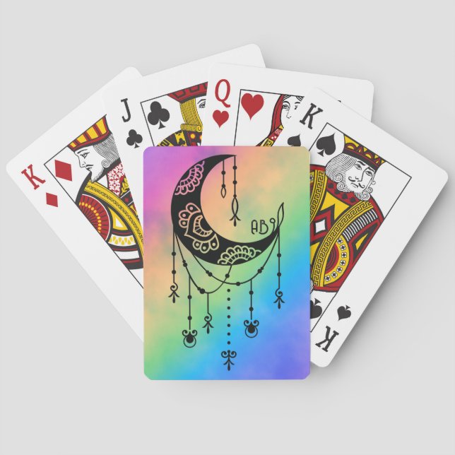 Erstellen Sie Ihre eigene Boho Magic Moon-Silhouet Spielkarten (Rückseite)