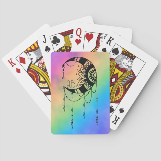 Erstellen Sie Ihre eigene Boho Moon-Silhouette Spielkarten (Rückseite)