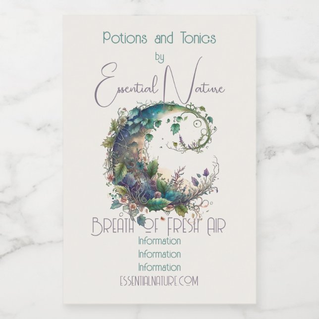 Erstellen Sie Ihre eigene Boho Wildblume Ivy Moon Lebensmitteletikett (Einzelnes Label)