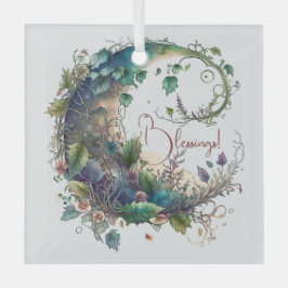 Erstellen Sie Ihre eigene Boho Wildblume Ivy Moon Ornament Aus Glas