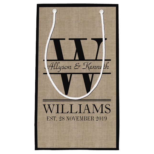 Erstellen Sie Ihre eigene Burlap-Logo-Jubiläumsmon Kleine Geschenktüte (Vorderseite)