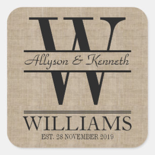 Erstellen Sie Ihre eigene Burlap-Logo-Jubiläumsmon Quadratischer Aufkleber